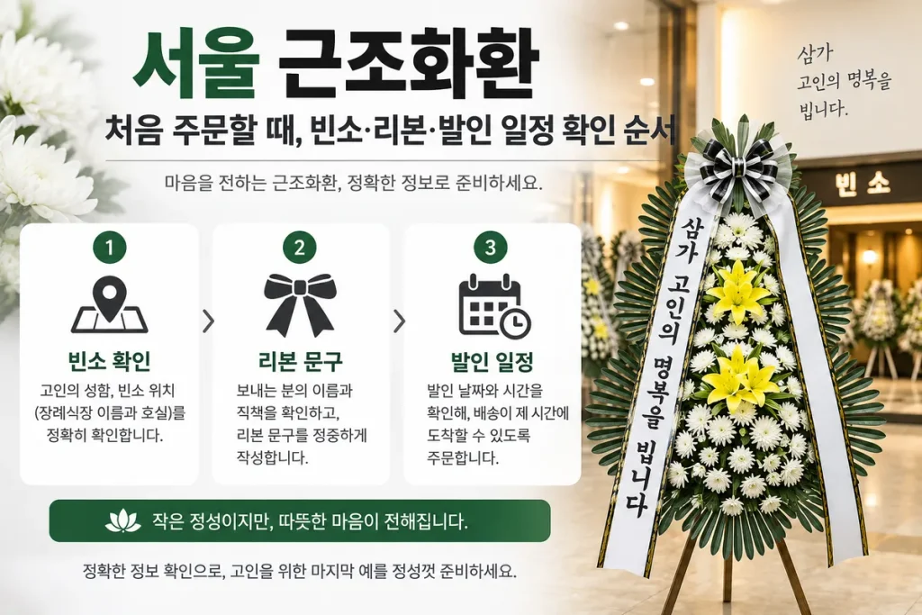 서울 근조화환 처음 주문할 때, 빈소·리본·발인 일정 확인 순서